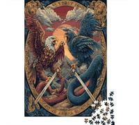 Aquila che Combatte Serpente, Due Spade Incrociate Puzzle Per Adulti || 70x50cm/1000pcs Puzzle Giochi EduGattoivi,decorazioni Per La Casa