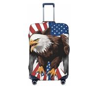 Aquila con bandiera USA Stampa Valigie Coperture Personalizzate Protezione Bagagli Elastica Lavabile Travel Gear Cover, nero, Medium