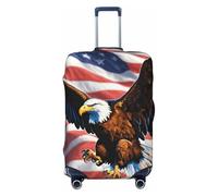 Aquila con bandiera USA Stampa Valigie Coperture Personalizzate Protezione Bagagli Elastica Lavabile Travel Gear Cover, nero, X-Large