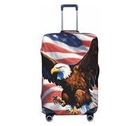 Aquila con bandiera USA Stampa Valigie Coperture Personalizzate Protezione Bagagli Elastica Lavabile Travel Gear Cover, nero, Medium