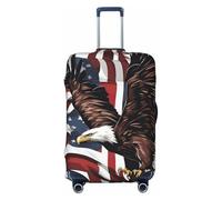 Aquila con bandiera USA Stampa Valigie Coperture Personalizzate Protezione Bagagli Elastica Lavabile Travel Gear Cover, nero, Medium
