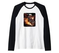 Aquila di Fuoco con Moto per Un Look Patriottico Maglia con Maniche Raglan
