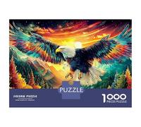 Aquila Fireworks Puzzle Aquila over Forest Sunset Sky 1000 Pezzi Cartone Resistente Per Famiglia, Rilassante Sfida, Regalo Compleanno Immagini Vibranti Esclusivo 52x38cm/1000pcs
