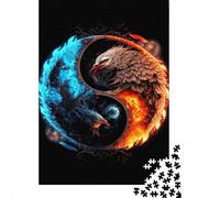 Aquila Fuoco e Acqua Puzzle 1000 Pezzi Gioco di Puzzle 1000 Pezzi Carta per Adulti Stile Yin Yang Puzzle per Famiglia Arredo Casa Focus Relax Regalo 70x50cm/1000pcs