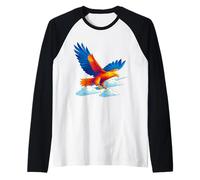 Aquila Geometrica Che vola sopra Le Nuvole Maglia con Maniche Raglan
