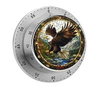 Aquila in vetro colorato con ali spiegate Timer da cucina per chef Orologio timer da cucina con allarme forte Non sono necessarie batterie Timer da tavolo meccanico Supporto magnetico