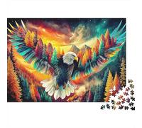 Aquila in Volo Carta spessa e resistente Aquila che vola sulla foresta d’autunno Puzzle per anziani regalo di Natale segreto rilassante 52x38cm/1000 pezzi