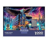 Aquila in Volo Puzzle da Assemblare in Bundle Carta Spessa Aquila e Camion e Bandiera USA Allenamento Mentale per Anziani Regalo Segreto di Babbo Natale 52x38cm/1000pezzi