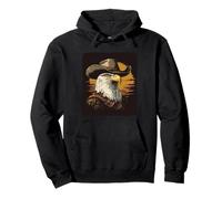 Aquila maestosa con cappello da cowboy per una grande dichiarazione Felpa con Cappuccio