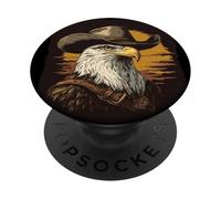 Aquila maestosa con cappello da cowboy per una grande dichiarazione PopSockets PopGrip Adesivo
