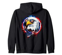 Aquila patriottica in Occhiali da Sole per Il Divertimento del Giorno dell'indipendenza Felpa con Cappuccio