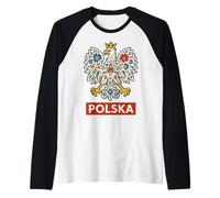Aquila Polacca con Disegno Floreale Folk Maglia con Maniche Raglan
