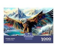 Aquila Puzzle Aquila over Snowy Mountain Peak 1000 Tessere Cartone Riciclato Per Uomo E Donna, Difficile Sfida, Regalo Natale Originale Immagini Vibranti 52x38cm/1000pcs