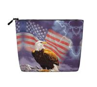 Aquila riutilizzabile dello spuntino con le borse della stampa della bandiera degli Stati Uniti, borsa da toilette di viaggio di grande capacità, borse di trucco con la chiusura lampo