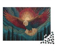 Aquila Soaring in Tramonto Forest, Mosaic Pattern, Puzzle Sostenibili Con Motivi Per Adulti Da Gioco in Legno Di Alta Qualità 1000pcs (75x50cm)