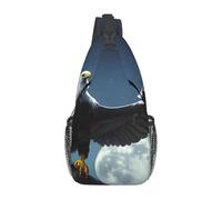Aquila sotto le stelle È una borsa a tracolla casual da uomo con elevata capacità di archiviazione e una tasca applicata su ogni lato., Nero, Taglia unica