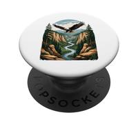 Aquila su Canyon e Fiume - Paesaggio Naturale Epico PopSockets PopGrip Adesivo