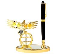 AQUILA SU GLOBO CON PENNA SU BASE 24K GOLD PLATED CRYSTOCRAFT BOMBONIERE DI LUSS