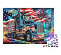 Aquila Vs Leone 1000 Pezzi Puzzle Per Adolescenti in Cartone Robusto Relax Mentale Gioco Educativo camion bandiera degli Stati Uniti Regalo Domestico Per Giovani Collezionisti 52x38cm/1000pcs
