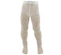 AQUILONE Collant Aurelia, Calzamaglia Bambina, Collant Ragazza Velato Fantasia Floreale, Collant Cerimonia, Calze Pizzo - Made in Italy (Panna, 4)