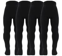 AQUILONE Collant Cotton Dream Traspirante Misto Cotone, Calzamaglia Bambina, Calze Bimba Elasticizzate Resistenti, Trattamento No Peeling di Alta Qualità - Made in Italy - 4 Paia (Nero, 2-4)