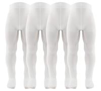 AQUILONE Collant Cotton Dream Traspirante Misto Cotone, Calzamaglia Bambina, Calze Bimba Elasticizzate Resistenti, Trattamento No Peeling di Alta Qualità - Made in Italy - 4 Paia (Bianco, 2-4)