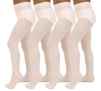 AQUILONE Collant Dance 60 Denari, Collant Bambina Calze Danza, Sport e Ginnastica Ritmica Tinta Unita, Calzamaglia in Morbida Microfibra 3D - Made in Italy - 4 Paia (bianco, 10 anni)