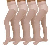 AQUILONE Collant Dance 60 Denari, Collant Bambina Calze Danza, Sport e Ginnastica Ritmica Tinta Unita, Calzamaglia in Morbida Microfibra 3D - Made in Italy - 4 Paia (cipria, 16-18 anni)