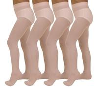 AQUILONE Collant Dance 60 Denari, Collant Bambina Calze Danza, Sport e Ginnastica Ritmica Tinta Unita, Calzamaglia in Morbida Microfibra 3D - Made in Italy - 4 Paia (cipria, 14 anni)