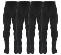 AQUILONE Collant Micro 50 Denari, Calze Bambina in Morbida Microfibra, Calzamaglia Elasticizzata e Coprente - Made in Italy - 4 Paia (Nero, 12-14)
