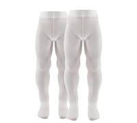 AQUILONE Collant Microfibra 50 Denari, Calze Neonato Elasticizzate Unisex Morbide e Coprenti, per Cerimonia, Made in Italy - 2 Paia (Bianco, 0-6)