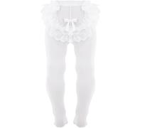 AQUILONE Collant Primizia Cotton - Calze Neonato Coprente Con Pizzo e Fiocco - Collant Cerimonia Made in Italy