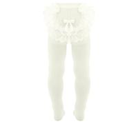 AQUILONE Collant Primizia Tulle, Calze Neonato, Collant Neonata Velato, Collant Bimba per Cerimonia o Battesimo in Retina Effetto Tulle con Pizzo e Fiocco - Made in Italy (silk, 6-12)