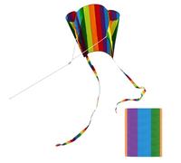 Aquilone Colorato per Bambini con Due Lunghi Code Fluttuanti, Giochi da Tasca Colorati per Bambini, Aquilone Facile da Far Volare Completo di Corda, Ideale per Attività All'aperto (a Righe)