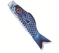 Aquilone decorativo giapponese a forma di carpa a vento, con struttura in raso, perfetto da appendere su pali o alberi, aggiunge movimento e interesse visivo agli spazi esterni (blu, 100 cm)