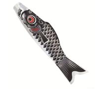 Aquilone decorativo giapponese a forma di carpa a vento, con struttura in raso, perfetto da appendere su pali o alberi, aggiunge movimento e interesse visivo agli spazi esterni (nero, 100 cm)