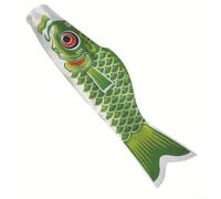 Aquilone decorativo giapponese a forma di carpa a vento, con struttura in raso, perfetto da appendere su pali o alberi, aggiunge movimento e interesse visivo agli spazi esterni (verde 100 cm)