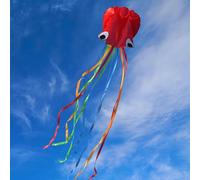 Aquilone, Hillylolly Aquilone Polpo, Aquiloni per i Bambini, Aquilone Acrobatico, Aquilone Grande con Coda Lunga Colorata per Superiore ai 10 anni Bambini e Adulto Giochi all Aperto, Rosso