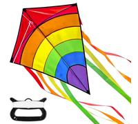 Aquilone per bambini, aquilone monofilo per bambini, con corda da 80 m | Aquilone per bambini con coda lunga, aquilone arcobaleno per ragazzi e ragazze, facile da volare