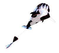 Aquilone senza cornice 3D Parafoil morbido Balena gigante Aquilone da spiaggia Bambini Giocattolo divertente Nero Bianco