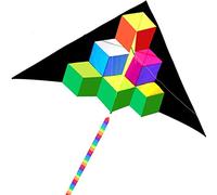 Aquiloni per adulti Gigante creativo colorato triangolo quadrato aquilone volante nel parco all'aperto facile da volare regali per gli amici (dimensioni: 2,8 m + coda) (2,8 m+30 m coda)