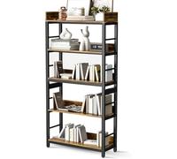 Aquzee Libreria a Cinque Ripiani, Libreria Verticale in Legno con Spazio di Archiviazione, Librerie da Terra Scaffale con Aperto Mensole Adatto per Camera da Letto e Soggiorno, 30P x 80L x 166A cm