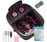 Aqvesane Massaggiatore pieghevole per pedicure con calore, telecomando, controllo della temperatura, timer, vasca da bagno per pedicure, pedicure con olio dell'albero del tè, sale Epsom per