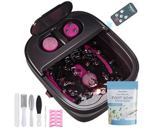 Aqvesane Massaggiatore pieghevole per pedicure con calore, telecomando, controllo della temperatura, timer, vasca da bagno per pedicure, pedicure con olio dell'albero del tè, sale Epsom per