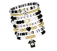 Aqvjd Braccialetti coordinati da calcio per coppie di compagni braccialetti regolabili in mostra articoli a sfera Sostenitore Collezione Pezzi Unisex Gioielli sportivi, One Size, come descritto