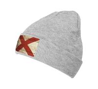 aqwerrea Alabama State Flag on Old Wood Grain Cartolina Stampa Uomo Knit Cuffed Beanie Men Slouchy Knit Skull Cap Calda Calda Calda Cappello Unisex Adulto Cuffed Plain Hat, grigio, Taglia unica