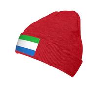aqwerrea Berretto da uomo con risvolto in maglia con stampa della bandiera della Sierra Leone Berretto da uomo Slouchy Knit Skull Cap Calda Calza Cappelli Unisex-Adulto Cuffed Plain Hat, Rosso, Taglia