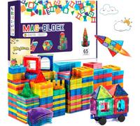 AQXONG 65Pcs Giocattoli da Costruzione Magnetici, Set di Costruzioni Giocattolo Magnetiche, Giocattoli Educativi da Costruzione, Regalo Giocattolo Magnetico per 3+ Ragazzi e Ragazze