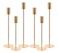 AQXONG 6Pc Portacandele in Metallo, Candeliere D'oro Vintage Affusolato, Compatibile Con Decorativi da 2.2cm, per Matrimoni, Compleanni, Natale, Cena a Lume