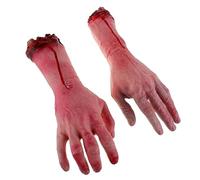 AQXONG Oggetti di Scena Protesici Simulati per Halloween, Mano Mozzata Insanguinata di Halloween, Decorazioni Horror a Mano Mozzata per Stanze Segrete di Case Stregate e Feste in Maschera（2 PCS）